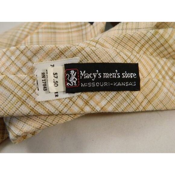 Vintage Wide Tie, Del Soldato Macys Mens Store Gold Cream White Tan Pink Brown - Picture 4 of 7